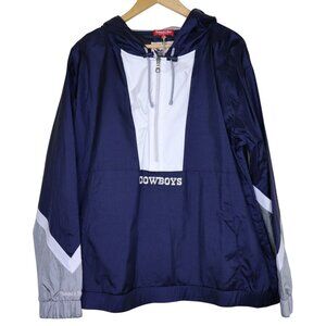 Dallas Cowboys Jacket Womens Large NFL Football Pullover Half Zip Mitchell‎ Ness